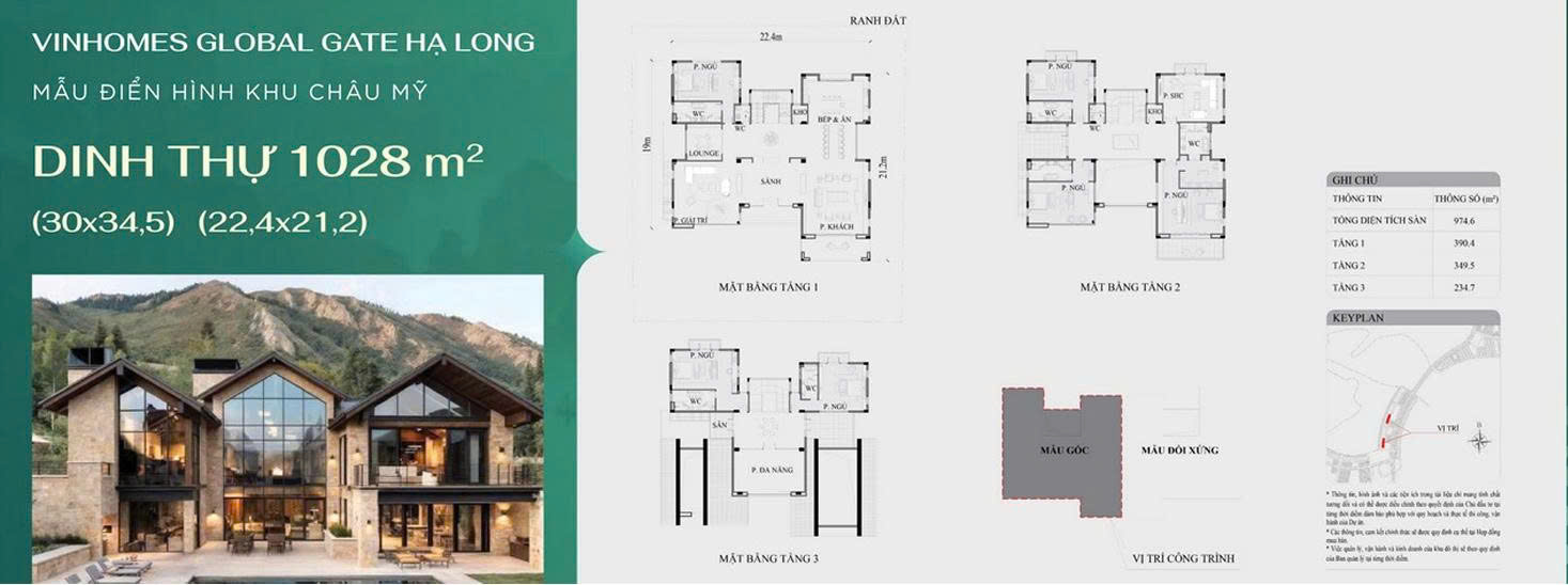 Mặt bằng dinh thự 1028m2 Vinhomes Hạ Long